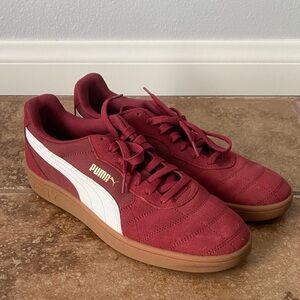 PUMA Men's Burgundy and White Sneakers